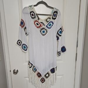 Elegant White Tunic with Crochet Accents